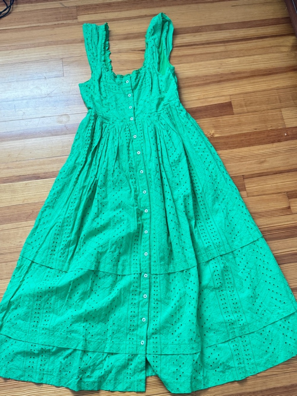 Urban Outfitters Green Eyelet Midi Dress